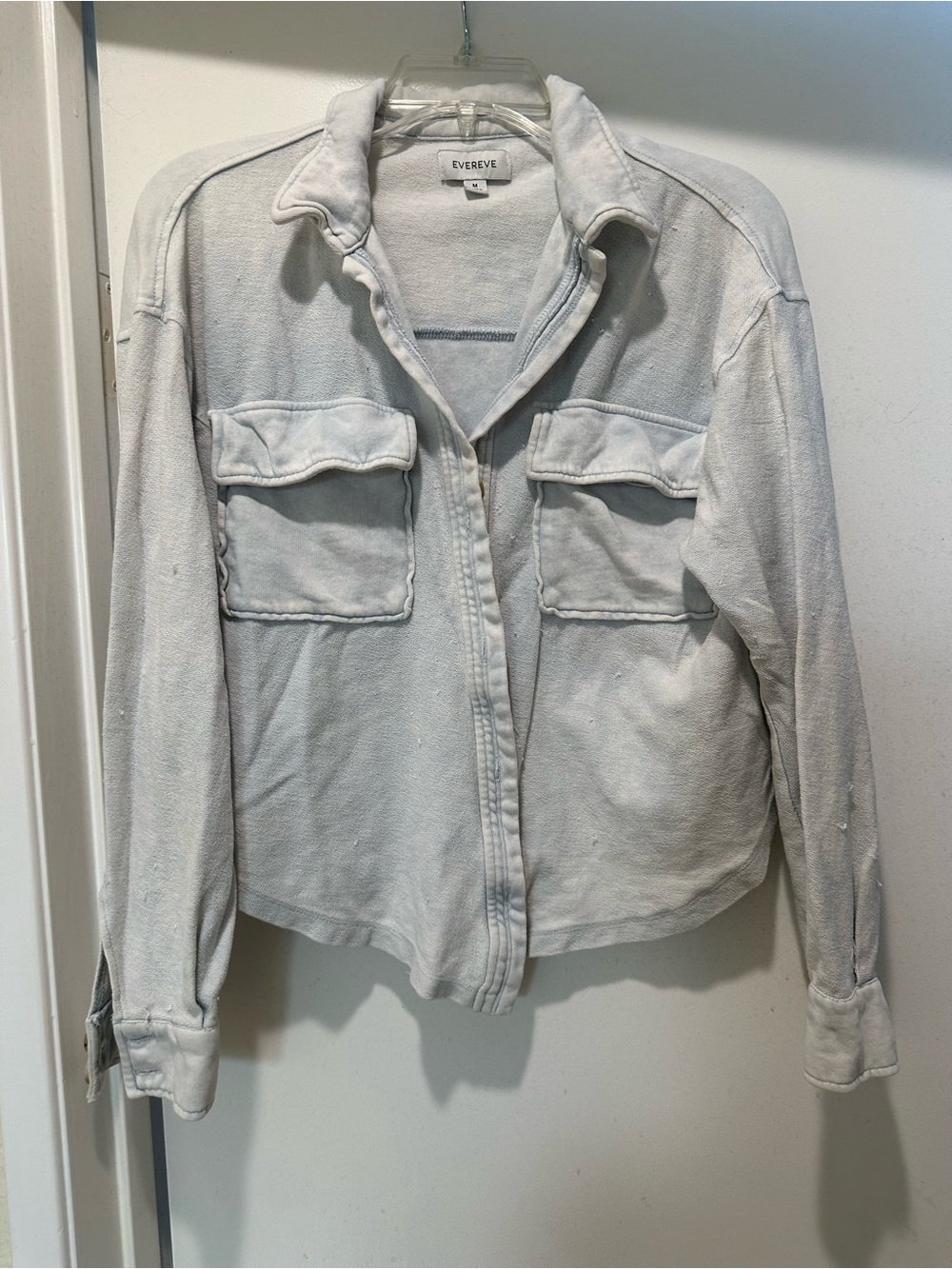 Evereve Light Blue Utility Jacket with Front Flap Pockets Size Medium